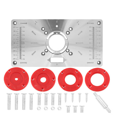 Router Table Insert Plate Aluminum Cast Iron For Trimmer Router With 4 Milling Cutter Dust Cover Woodworking Carving Machine Inverted Plate