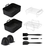 Silicone Air Fryer Accessory Set 8 Inch Silicone Liner Basket with Gloves Grill Brush Reusable Oven Accessory Air Fryer Liner for 8 to 10 QT Ovens Microwave Accessory