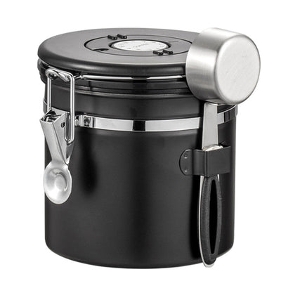 IPRee 1.2L/1.8L Coffee Bean Storage Container Stainless Steel Vacuum Sealed Canister with One Way Valve Date Tracker Airtight Food Grade Kitchen Storage Jar
