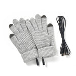 LinkMejor Knitted USB Heated Gloves Touch Screen Compatible 40-50°C Adjustable Warmth Removable Heating Pad Flexible Cable Thermal Winter Gloves