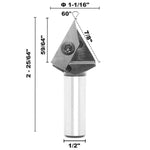 1/2 Inch 1/4 Inch 6mm 12mm Shank 60 Degree V-Groove Carbide Insert Wood CNC Router Bits Milling Cutter for Woodworking Engraving Carving
