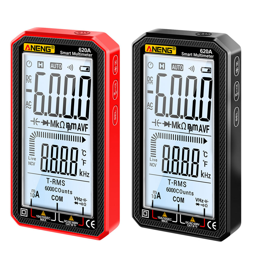 LinkMejor 620A Smart Multimeter 6000 Counts AC/DC Voltage Current Resistance Capacitance Frequency Temperature Non-Contact Voltage Detection Backlit LCD Screen Auto Power Off