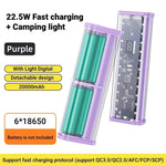 22.5W Power Bank Case 6x18650 Battery Fast Charging LED Digital Display Multi-Device Portable Battery Storage Box