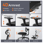 Newtral MagicH002 Ergonomic Home Office Chair, High Back Desk Chair with Unique Adaptive Lumbar Support, Adjustable Headrest, Seat Depth Adjustment, 96°-126° Tilt Function, 4D Armrest Recliner Chair for Office