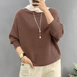 LinkMejor Daily Style Women Knitted Long Sleeve Crew Neck  T-shirt Casual Solid Loose Work Tops