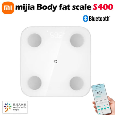 LinkMejor Mijia MJTZC01YM Body Fat Scale S400 Dual Frequency Bioelectrical Impedance 25 Health Metrics Analysis Heart Rate Monitor Multi-User Memory & Bluetooth 5.0 App Functionality