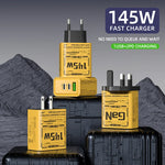 CH145-PD  3-Port USB PD Charger USB-A+2USB-C PD3.0/3.1 QC3.0/4.0 PPS Fast Charging Wall Charger Adapter EU Plug US Plug for iPhone 16 16 Plus 15 Pro 14 13 12 Pro Max for Xiaomi 15pro for Samsung Galaxy Z Flip6 for Huawei Mate XT