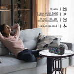 LinkMejor LED Digital Alarm Clock with FM Radio / Dual Alarm / Snooze / External USB Charging Port / Dimmable Night Light For Bedroom / Office