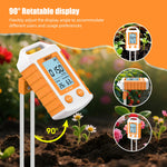 YY-1104 6-In-1 Soil Tester NPK/EC/Moisture/Temperature Dual Probes 90° Rotating LCD 0-1999 mg/kg 0-1999 μS/cm 0-99% RH 0-60°C Auto Power Off ABS Housing