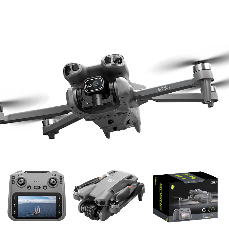 LinkMejor GT50 WiFi FPV with 4.3" LCD Screen Controller HD Dual Camera Servo Gimbal Optical Flow Hover Automatic Obstacle Avoidance Brushless RC Drone Quadcopter RTF