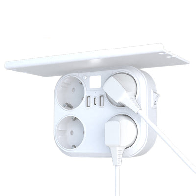 LinkMejor HHT105 16A Wall Switch Socket with Tray 4AC+3USB Port Universal Convertion EU Outlet with Controllable Light Home Safety Preferred Socket Plug