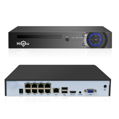 Hiseeu H5NVR-P-8 8CH POE NVR iP Security Surveillance Camera H.265+ CCTV System 8MP 4K Audio Video Recorder Face Detect Cameras Systems EU Plug