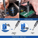 28pcs Rechargeable Electric Screwdriver Set Mini Precision Tool High Torque Magnetic Motor LED Lights Aluminum Shell Type-C Charging Cable