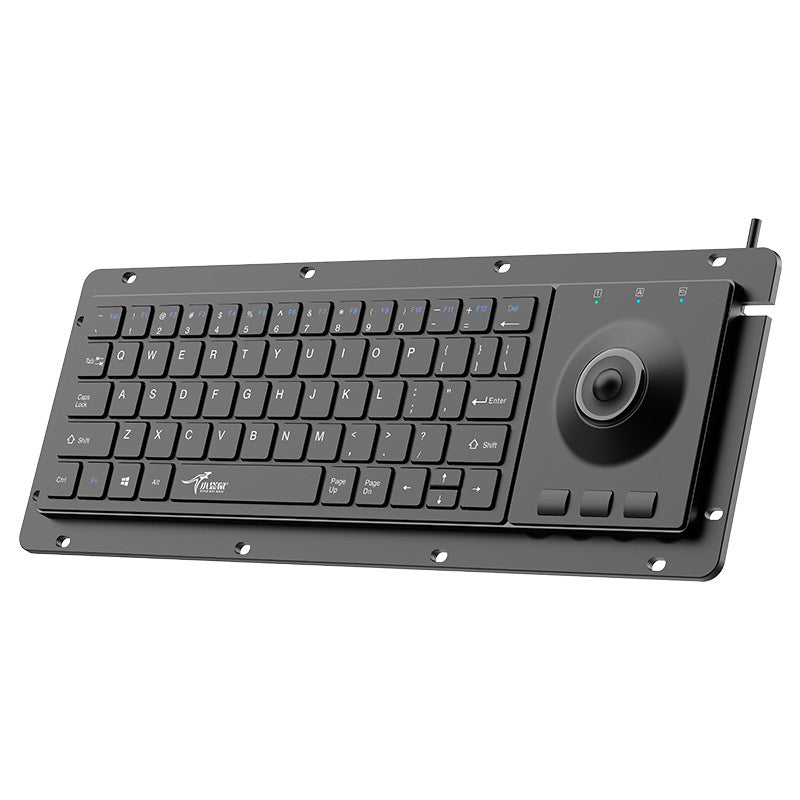 LinkMejor Wired Trackball Keyboard 64 Keys Scissor Switch Quiet Anti-interference Trackball Set Embedded USB Industrial Keyboard