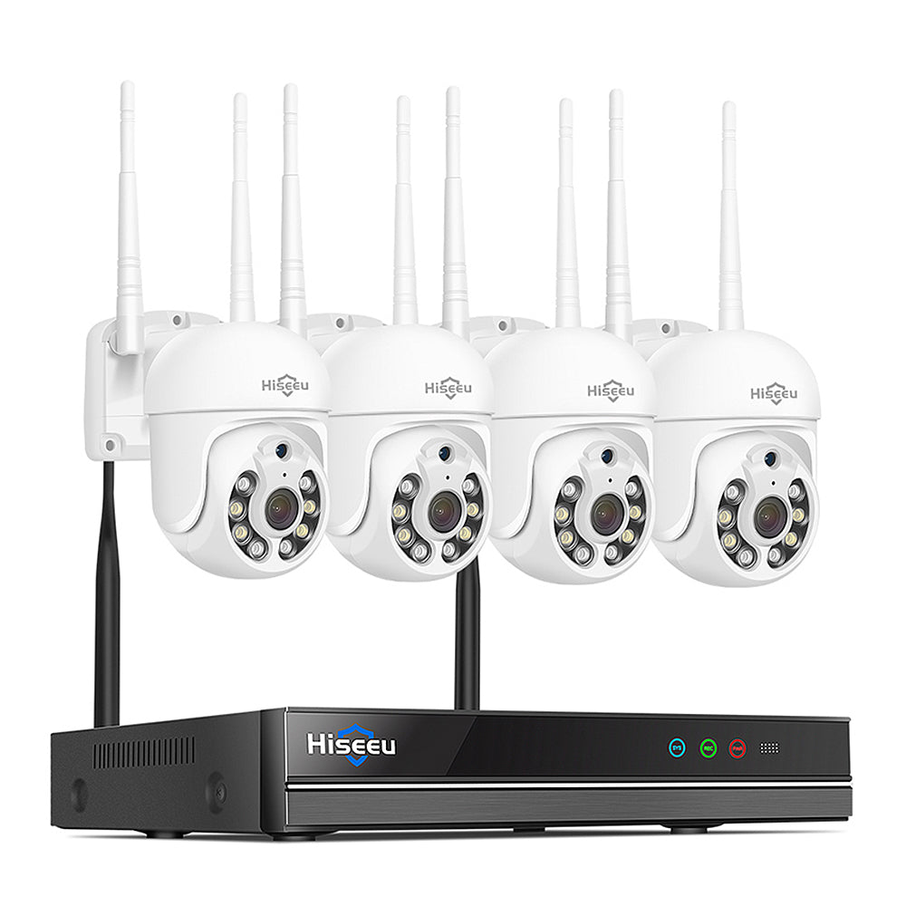 LinkMejor 3MP WiFi Camera Set Wireless PTZ Cam Auto Tracking Motion Detection Two-way Audio Night Vision IP66 Waterproof Record Playback CCTV Security Camera System EU Plug