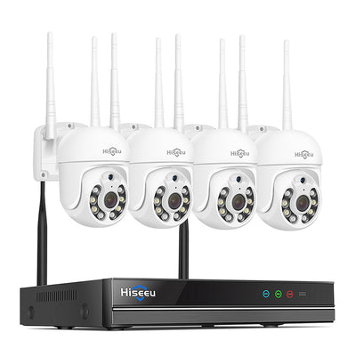 LinkMejor 3MP WiFi Camera Set Wireless PTZ Cam Auto Tracking Motion Detection Two-way Audio Night Vision IP66 Waterproof Record Playback CCTV Security Camera System EU Plug