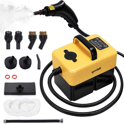 Yuriko 1500W Portable High Temperature Steam Cleaner, 3.5 Bar Power, 1.6 L Water Tank, 6 Levels Adjustable, Sterilization Pressure Jet Washer Machine for Home Car & Kitchen