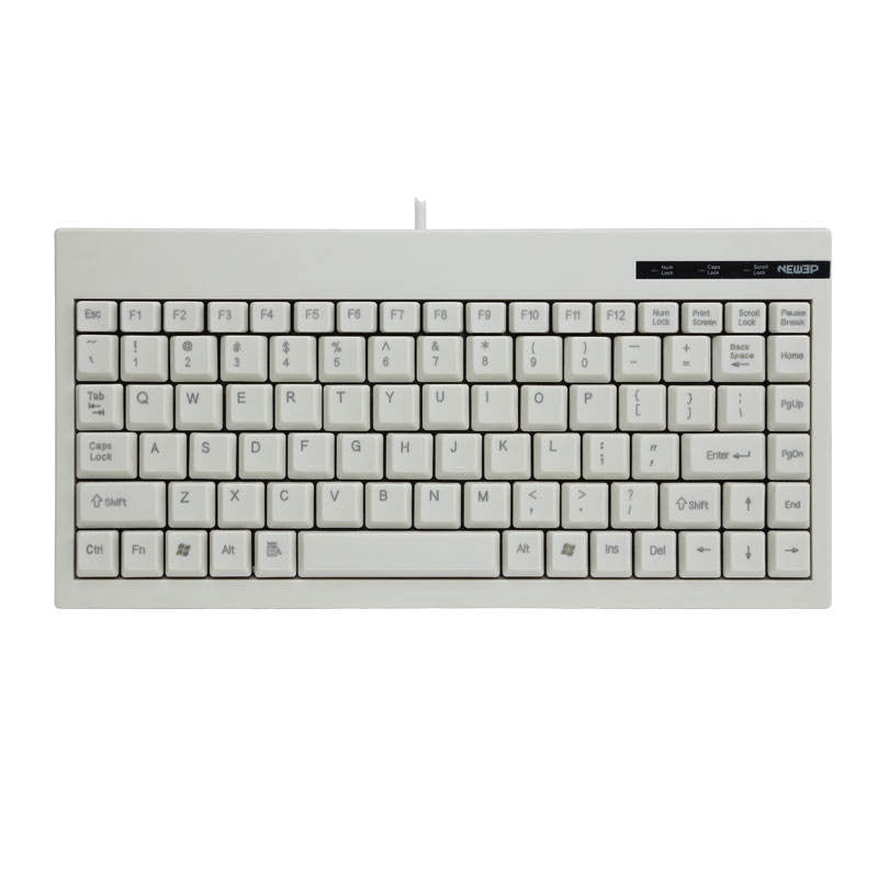 New3P AC-59 88-Keys Wired Keyboard USB/PS2 Interfaces White Industrial Grade Mini External Industrial Keyboard for Laptop PC Computer