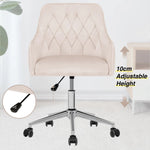 LinkMejor Velvet Office Chair Cute Vanity Chair with Wheels for Bedroom Upholstered Task Chair for Home Office