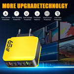 65W 6-Port USB PD Charger 3USB-A+3USB-C PD QC3.0 Fast Charging Wall Charger Adapter EU Plug US Plug for iPhone 16 16 Pro 15 14 13 Pro Max for Samsung Galaxy Z Flip 6 for Huawei Mate XT