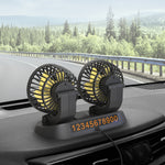 12V Dual-Head Car Fan Cooling Fans 360° 2 Speed Adjustable Mini Size Five-blade Strong Wind with Parking Number Plate For Auto Cooler