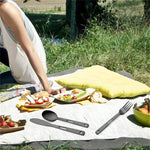 IPRee 7PCS Stainless Steel Camping Cutlery Set Portable Travel Picnic Utensils Fork Spoon Outdoor Dinnerware for Hiking