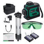 LinkMejor 3D Green Auto Laser Level 12 Lines 360° Horizontal & Vertical Cross Build Tool Measuring Tools with 2 Batteries