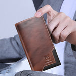 LinkMejor Genuine Leather Men’s Long Wallet Large-capacity Coin Purse RFID Blocking Credit Card Holder Multifunctional Handbag Clutch Wallet