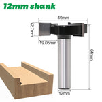 LinkMejor 12mm 1/2 Inch Shank 3 Flutes CNC Spoilboard Surfacing Router Bit Carbide Slab Flattening Router Bit Wood Milling Cutter Planer Tool with 1-15/16"/49mm Cutting Diameter