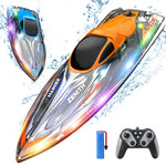 LinkMejor C8601 2.4G 6km/h RC Boat Speedboat Waterproof LED Light Remote Control Ship High Speed Vehicles Models