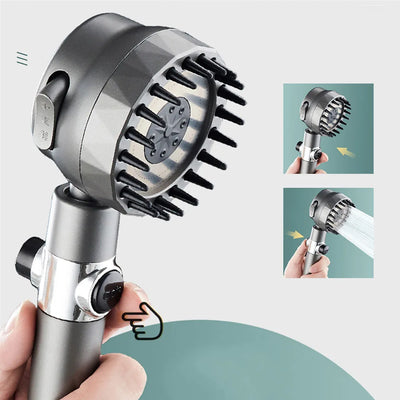 LinkMejor High-Pressure Shower Head One-Key Stop Adjustable Spray 3-Mode With Massage Brush Filter Rain Shower Faucet Bathroom Accessories