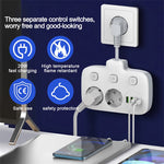 2500W 10A EU Plug Power Strip with 2AC+3USB-A+USB-C Fast Charger Multitap Electrical Wall Socket Extension Cord with On/Off Switch