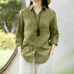 LinkMejor Women Comfortable Solid Color Blouse Fashion Long Sleeve O-Neck Shirt Casual Loose Basic Tops