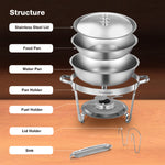 Warmounts 1/2/4/6 Pack Chafing Dish Buffet Set, 5QT Round Buffet Servers and Warmers Set, Stainless Steel Catering Food Warmer with Glass Lid & Holder for Party Home Garden Wedding
