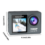 LinkMejor Sports Camera 1080P Anti-Shake Pre-Recording HD Dual Screen Wifi Outdoor Shooting Cycling Waterproof Sports Camera