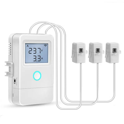 Tuya WiFi Smart Electricity Meter 3 Current Transformer 1 Way 16A Switch LCD Display Consumption Monitor Remote Control Overheat Alarm Works with Alexa Google Assistant