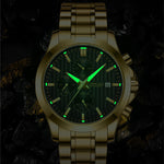 LinkMejor Men's Business Watch, Solid Stainless Steel Multi-function Chronograph Waterproof Watch