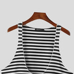LinkMejor Mens Striped U-Neck Sleeveless Casual Vest Simple Gym Sports Tank Top