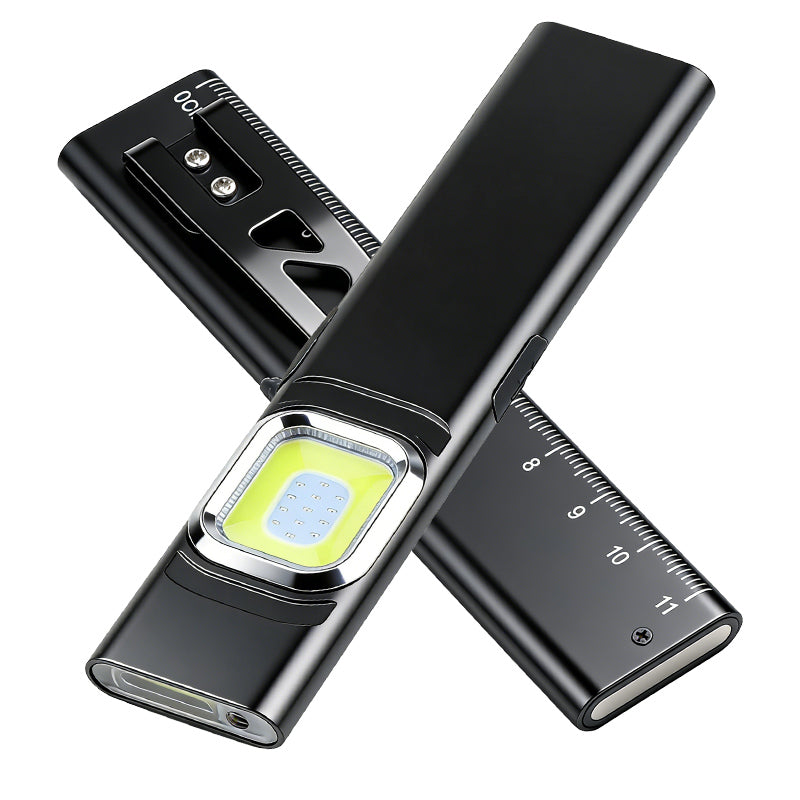 Bikight X505 EDC Rechargeable Laser Flashlight UV COB Work Light Magnetic Base Type-C 450mAh Pocket Waterproof LED Pen Light with Integrated Ruler