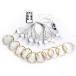 8 Mode Remote Control Timing USB Copper Wire Light LED Curtain Light String Christmas Holiday Room Decoration Lantern Garland Light