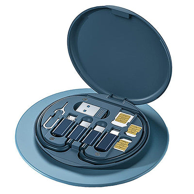 RC-190 60W Mini Data Cable Storage Kit Box Type-C to Type-C Cable with USB/Android/iP Converter Port Mobile Phone Holder Multifunctional Box