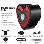 WEST BIKING Heart Bicycle Taillight Brake Sensing Smart Start/Stop Memory Waterproof Bike Rear Light for MTB Night Riding Safety