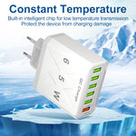 65W 6-Port USB Charger 3.1A USB-A*5 QC3.0 Fast Charging Wall Charger Adapter EU Plug US Plug for iPhone 12 13 14 14 Pro for Huawei Mate50 for Samsung Galaxy S23 for Oppo Reno9 for Redmi K60