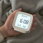 Digital Alarm Clock 12/24H Electronic Alarm Clock Voice-activated Backlight Temperature Humidity Nightlight Table Clocks with Snooze Function