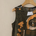 LinkMejor Elegant Style Women's Dresses Sleeveless Round Neck Printed A-Line Mermaid Dress