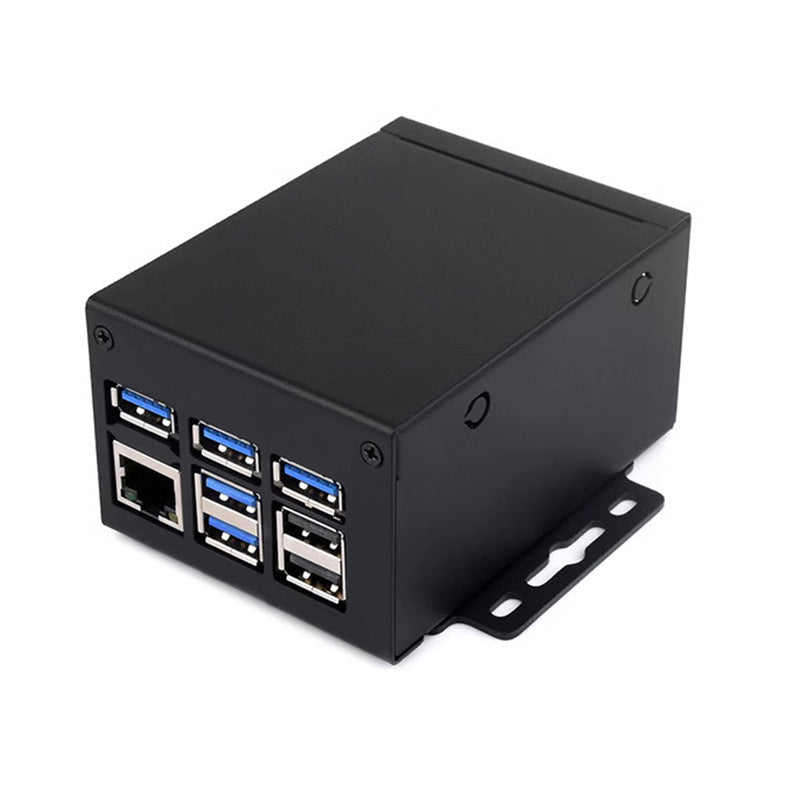 Industrial Metal Case for Raspberry Pi 5/5B Large Space Protective Enclosure Compatible with Expansion Board Enhanced Connectivity Ventilation Slots Wall Mount DIN Rail Mount