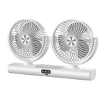 Tevorex Dual Head Wall Mounted Fan with 360° Rotation Three Speed Settings 4000mAh USB Rechargeable Battery for Home and Office