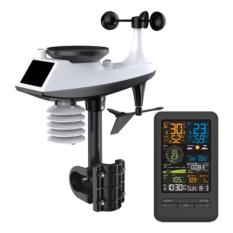 Tuya Smart WiFi Weather Station Alarm Digital Wind Speed Direction Rainfall Light Index Air Quality Temperature Humidity Meter