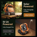 Xmund Solar Camping Fan 10000mAh Power Bank USB C Charging 6 Speeds LED Lantern Portable Outdoor Fan with Timer for Camping