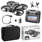 LinkMejor S156 WiFi FPV with 4.9inch LCD Screen Controller HD Dual Camera Electrically Adjustable Optical Flow Hover Automatic Obstacle Avoidance Circle Protection LED Light Brushless 2.4G 4CH 6-Axis Remote Control Toys RC Drone Quadcopter RTF